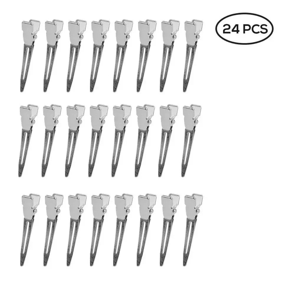 **24PCS Hairdressing Duckbill Clips 4.5cm – Single Hole Pin Curl Sectioning Hair