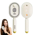 White handheld electric steam hair brush with back control panel and bristle head