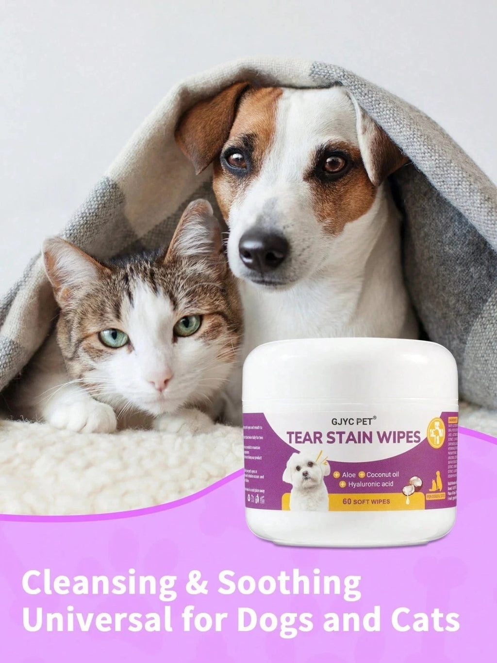 GJYC Pet Eye Wipes for Dogs & Cats – Gentle Tear Stain Remover Cleaning Wipes