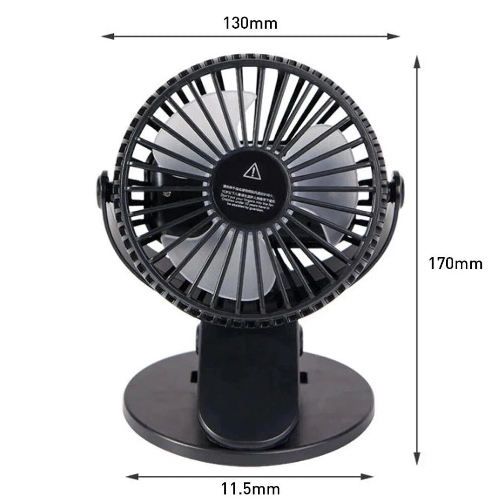 Portable USB Clip On Fan Rechargeable Mini Desk Fan 360° Rotation Quiet Cooling