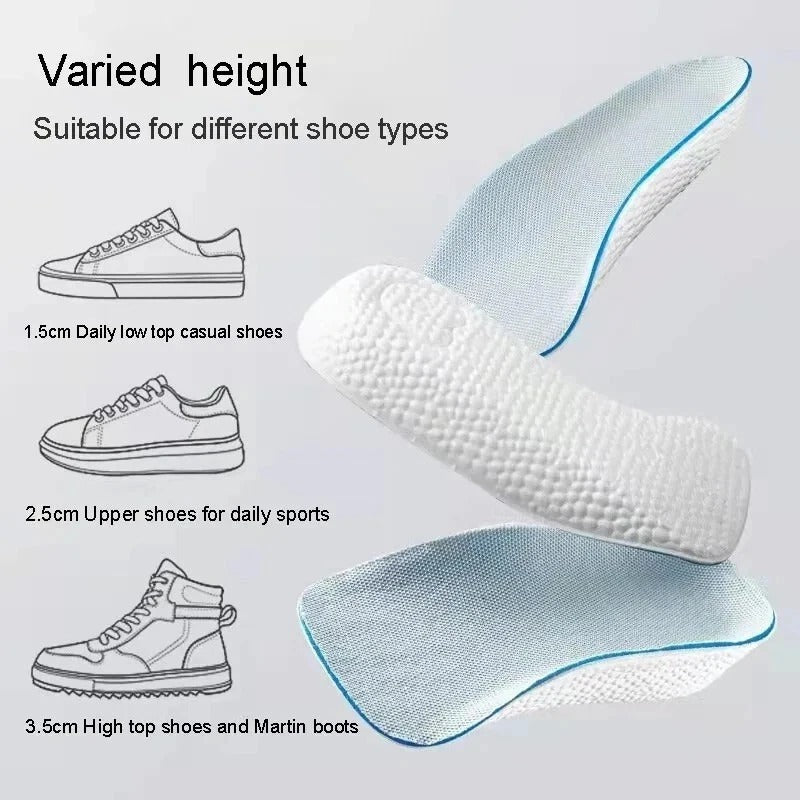 Shoe Height Increase Insoles Heel Lift 1.5/2.5/3.5cm Pads Sole Foot Washable