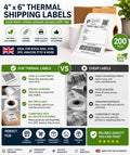 4"x6" Direct Thermal Shipping Labels for Zebra & Rollo Printer Fanfold and Rolls