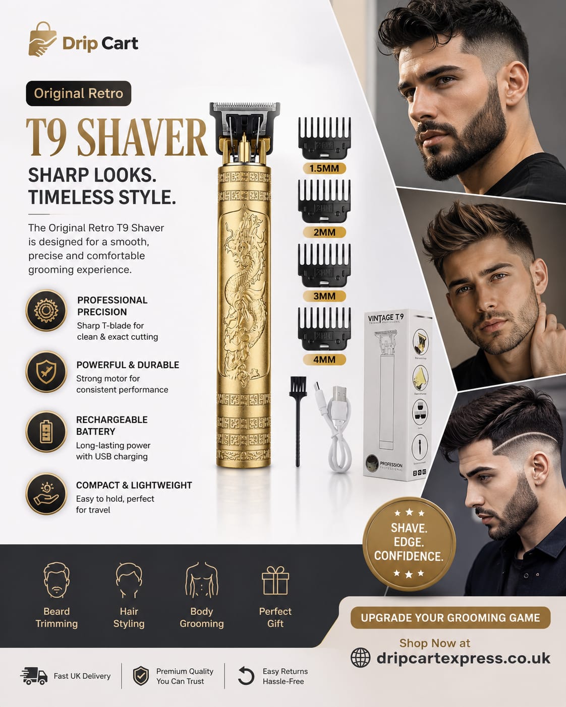 2026 Electric Hair Cutting Machine For Men USB Vintage T9 Professional Hair Clipper Shaver Trimmer Barber Hair styling appliance