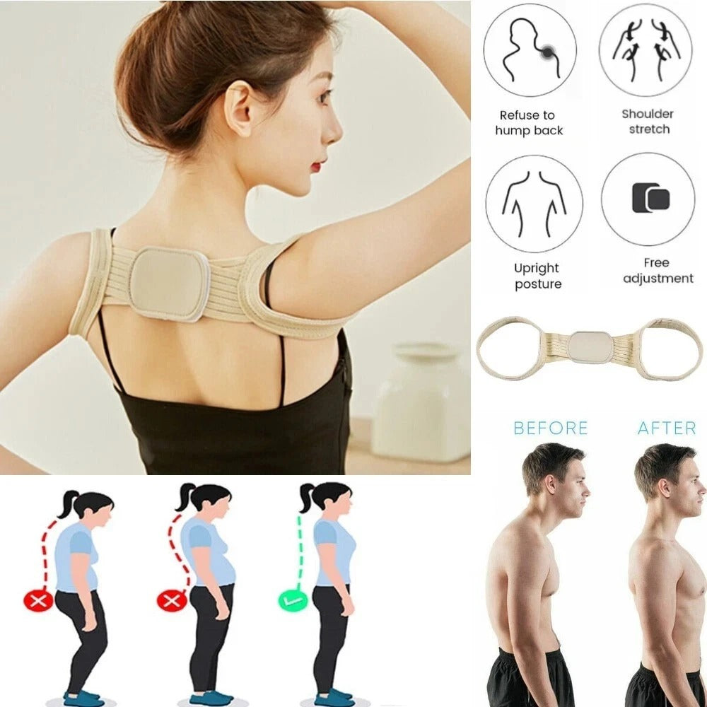 Hunchback Posture Support Belt Shoulder Correction Brace Adustable Men Women UK