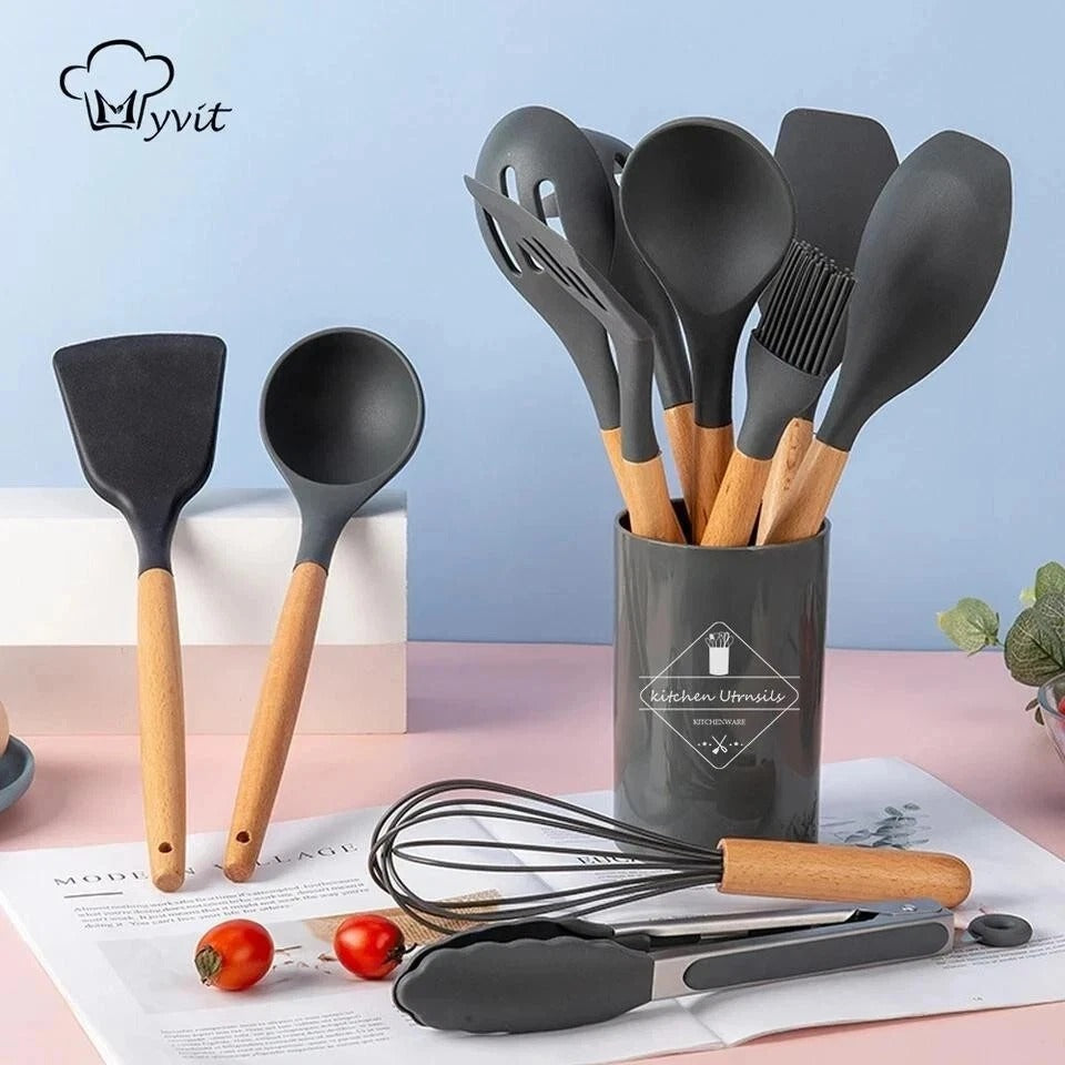 14-Piece Silicone Kitchen Utensils Set Non-stick Cooking Spoon and Baking Tools