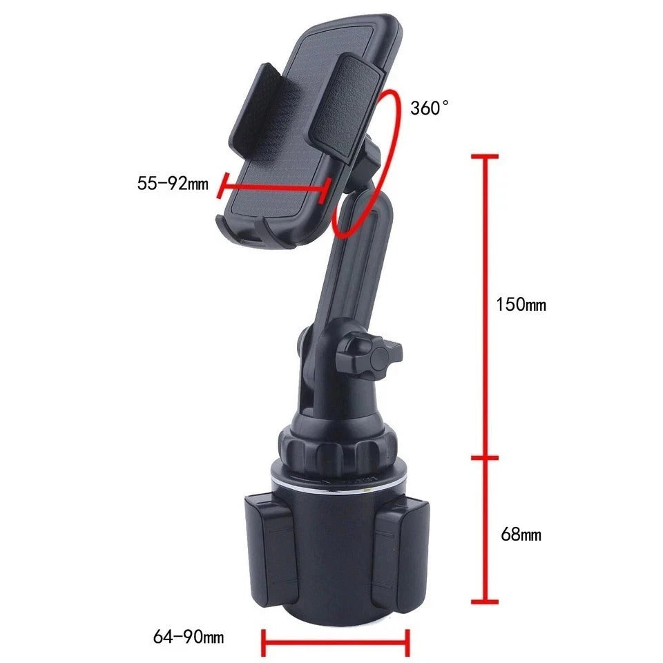 Universal 360° Adjustable Phone Mount Car Cup Holder Stand Cradle For Cell Phone