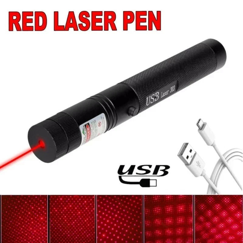 Rechargeable Red Laser Pointer Pen USB Charging Strong Beam Long Range Presenter