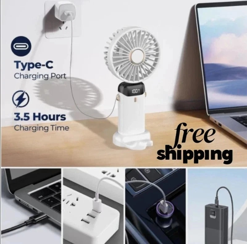 Mini Rechargeable Handheld Fan - Portable Folding USB Cooling Fan for Desk UK
