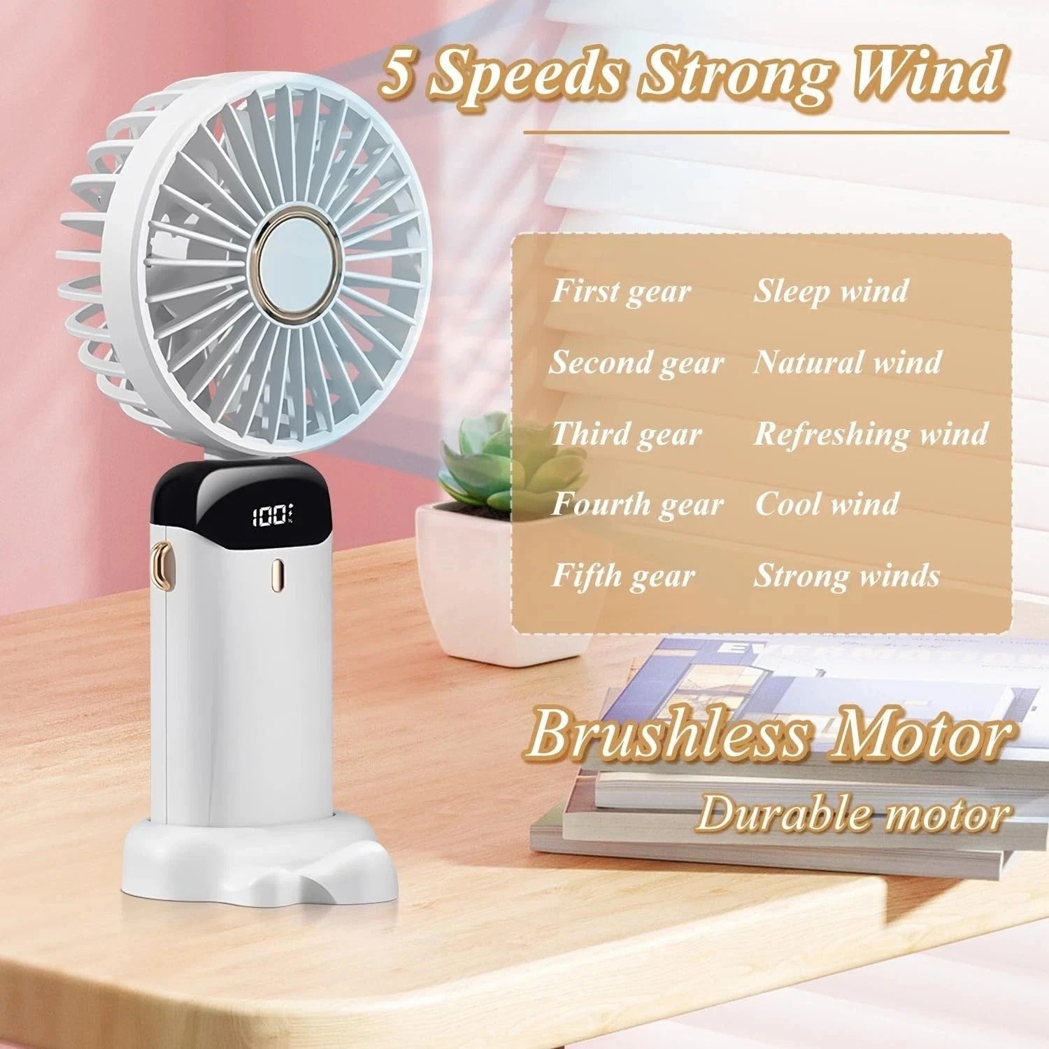 Mini Rechargeable Handheld Fan - Portable Folding USB Cooling Fan for Desk UK