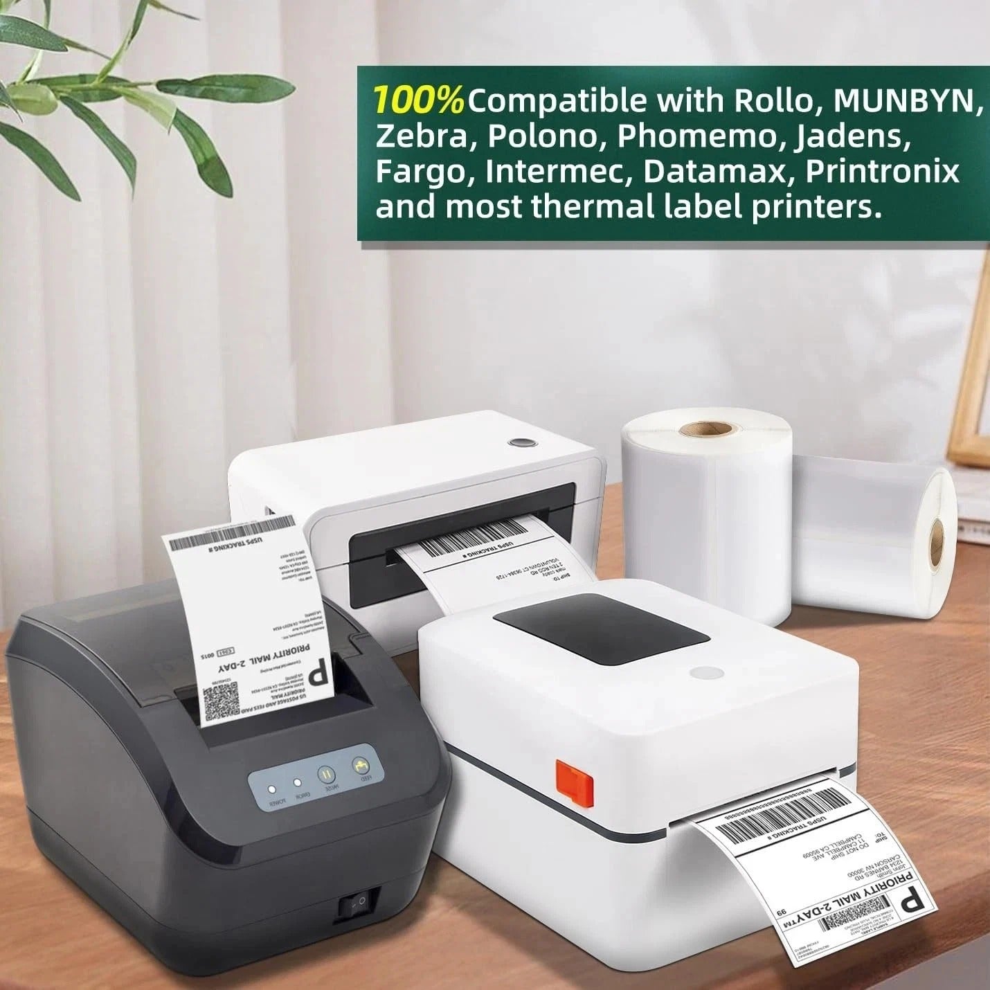 4"x6" Direct Thermal Shipping Labels for Zebra & Rollo Printer Fanfold and Rolls