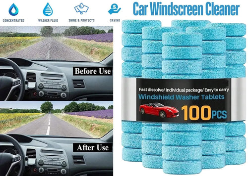 Car windscreen washer tablets, 100-piece pack of blue, round tablets