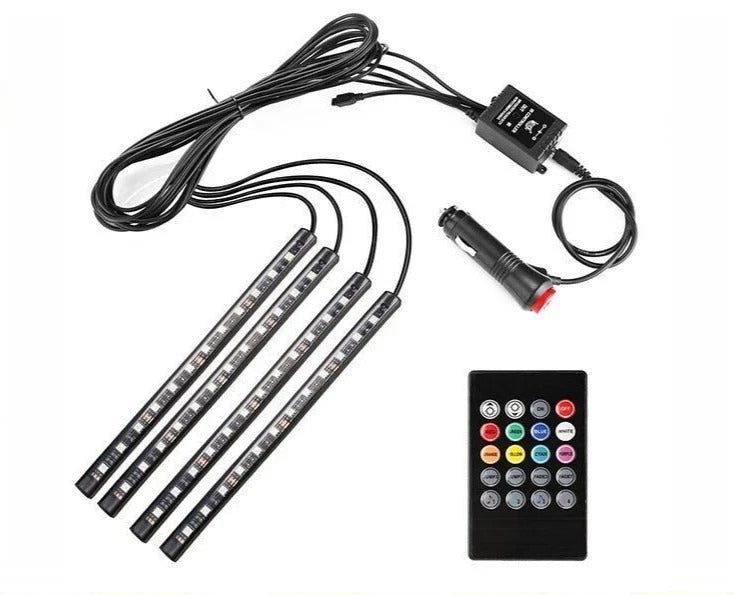 Car Interior Footwell LED Strip Lights RGB Multicolour Remote Atmosphere Lamp UK