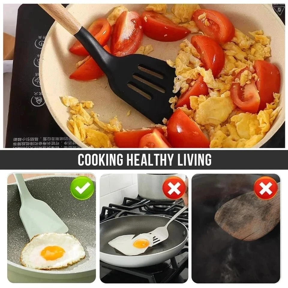14-Piece Silicone Kitchen Utensils Set Non-stick Cooking Spoon and Baking Tools