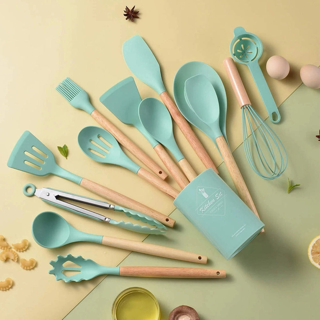 14-Piece Silicone Kitchen Utensils Set Non-stick Cooking Spoon and Baking Tools