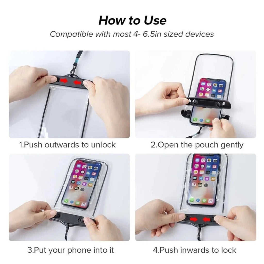 Pack Of 2 Waterproof Phone Pouch Underwater Case Cover Universal Dry Bag Mobile