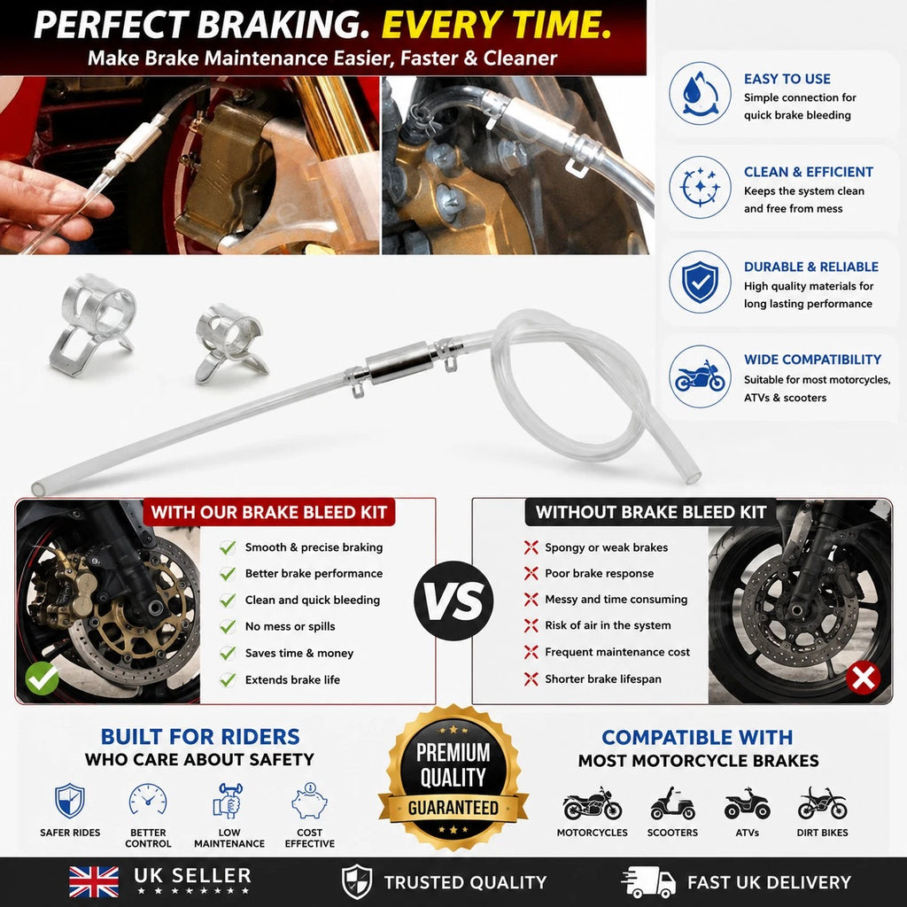Universal Car Brake Bleeding Kit One Way Valve Hose Pipe Tool for Motorcycle & C