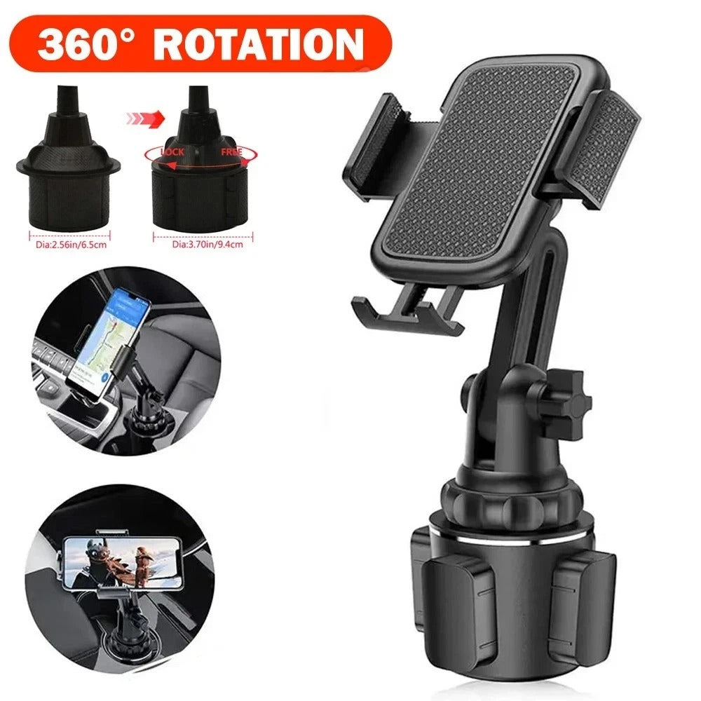 Universal 360° Adjustable Phone Mount Car Cup Holder Stand Cradle For Cell Phone