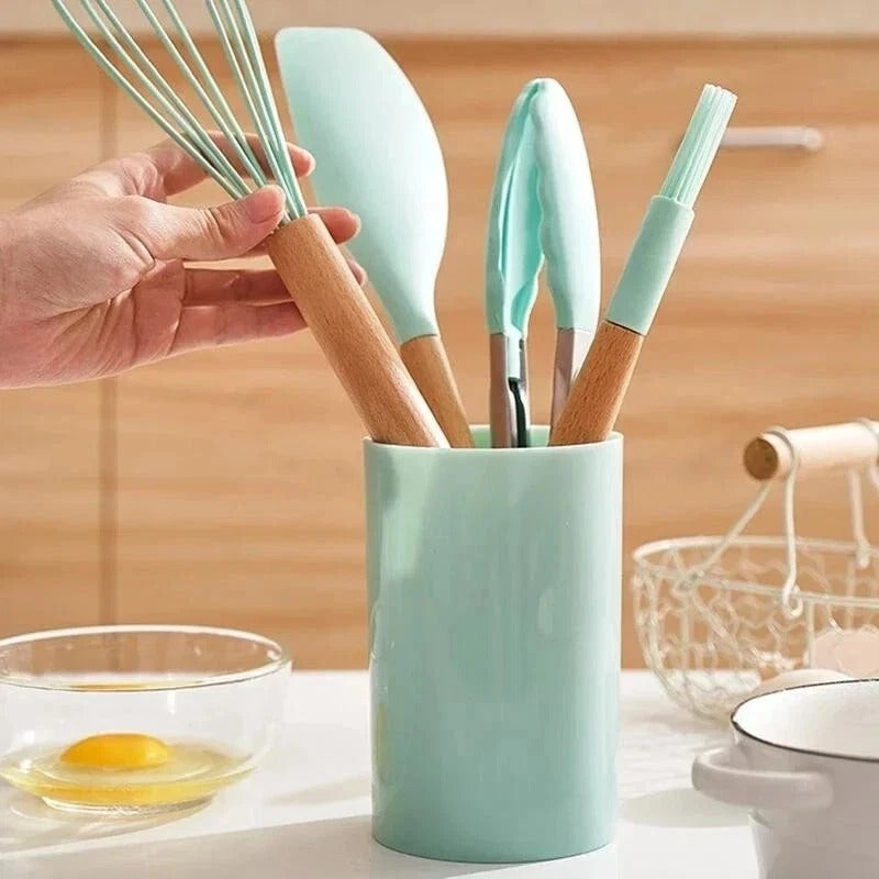 14-Piece Silicone Kitchen Utensils Set Non-stick Cooking Spoon and Baking Tools