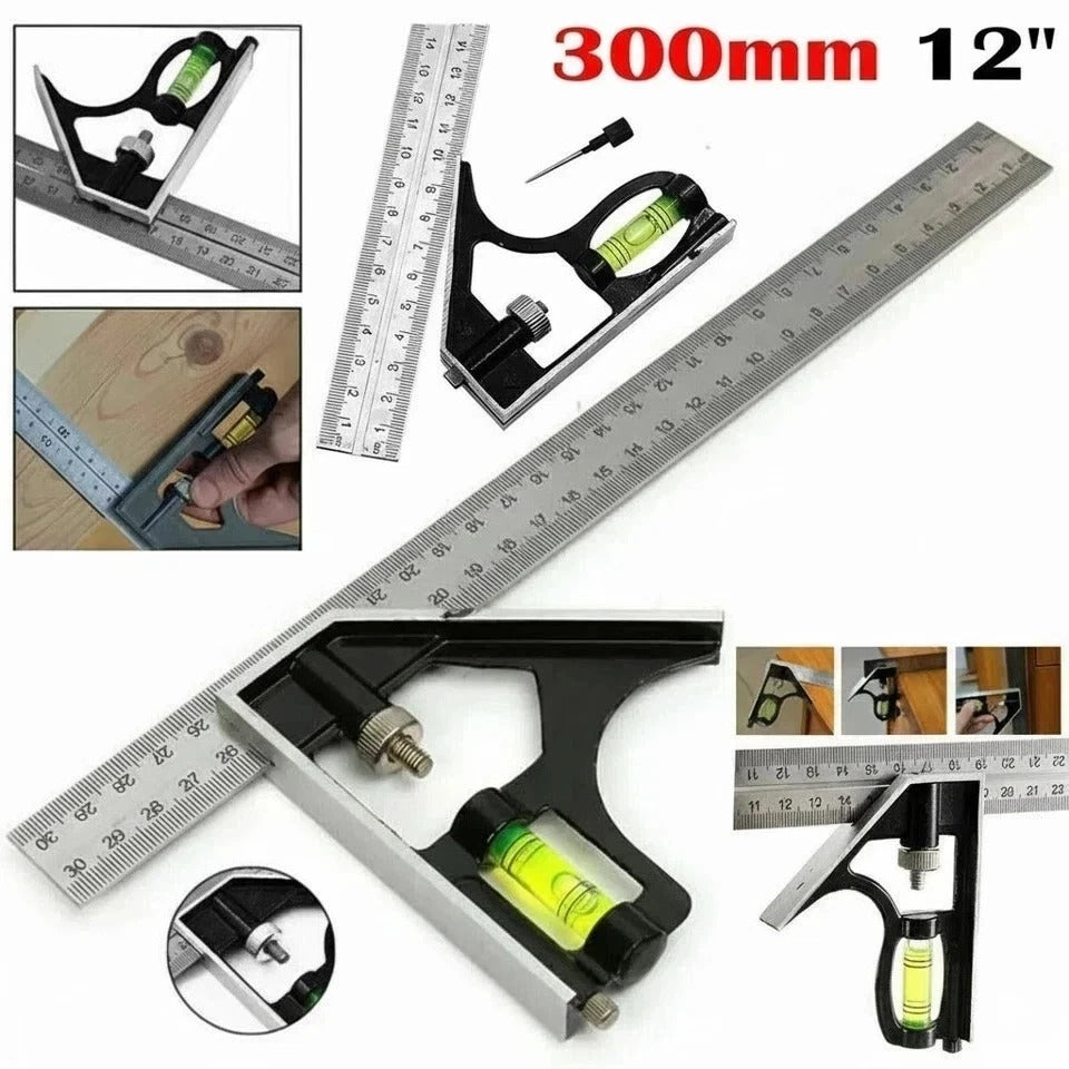 300mm Adjustable Engineers Combination Try Square Set Right Angle Guide UK Stock