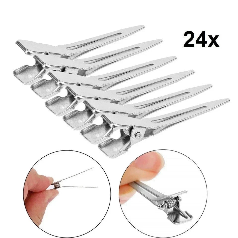 **24PCS Hairdressing Duckbill Clips 4.5cm – Single Hole Pin Curl Sectioning Hair