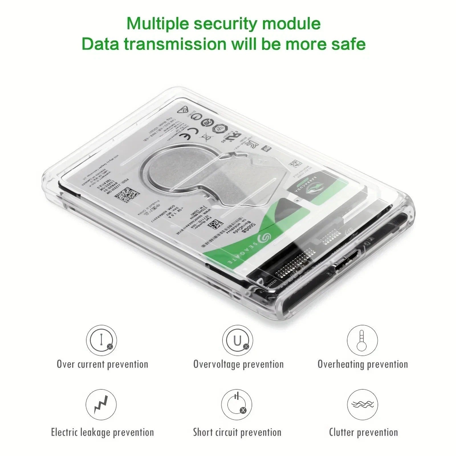 2.5" USB 3.0 SATA External Hard Drive Enclosure Case Clear HDD SSD Caddy Adapter