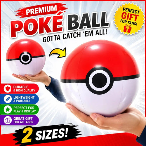 Pokemon ball PVC inflatable beach ball with red-and-white Poké Ball design