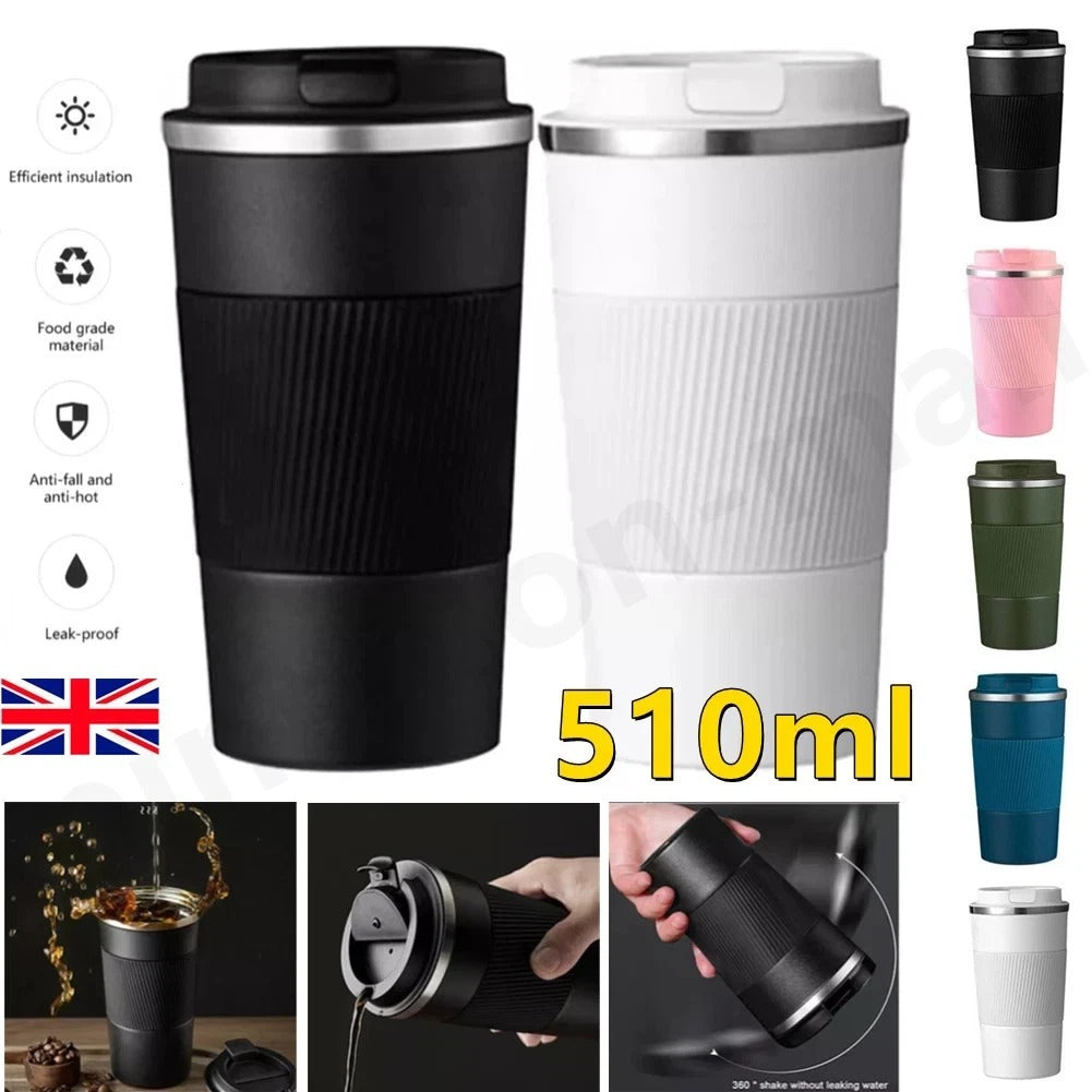 510ML Leakproof Thermal Travel Mug – Stainless Steel Insulated Coffee Cup Flask