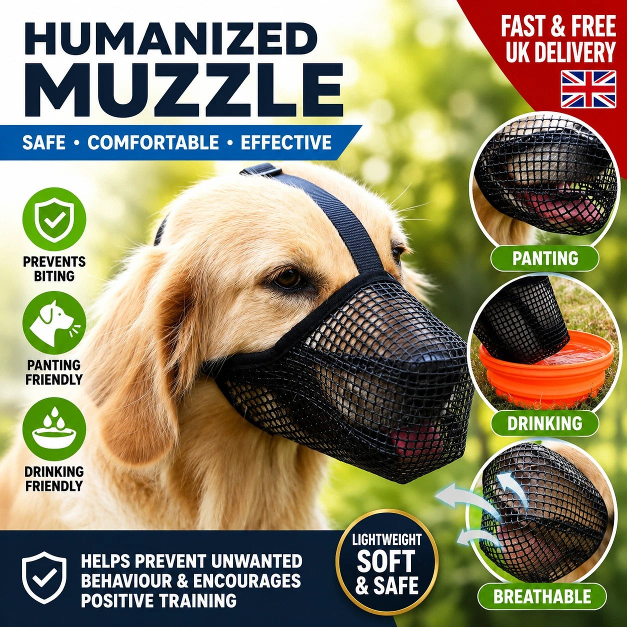 Dog Soft Breathable Safety Muzzle Adjustable Mouth Cover Pet Mesh Anti-Barking