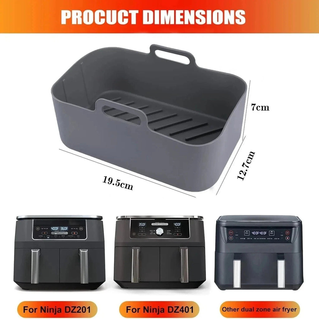 2 PCS Air Fryer Silica Gel Baking Pan Dual Basket Liner Handle baking oven New