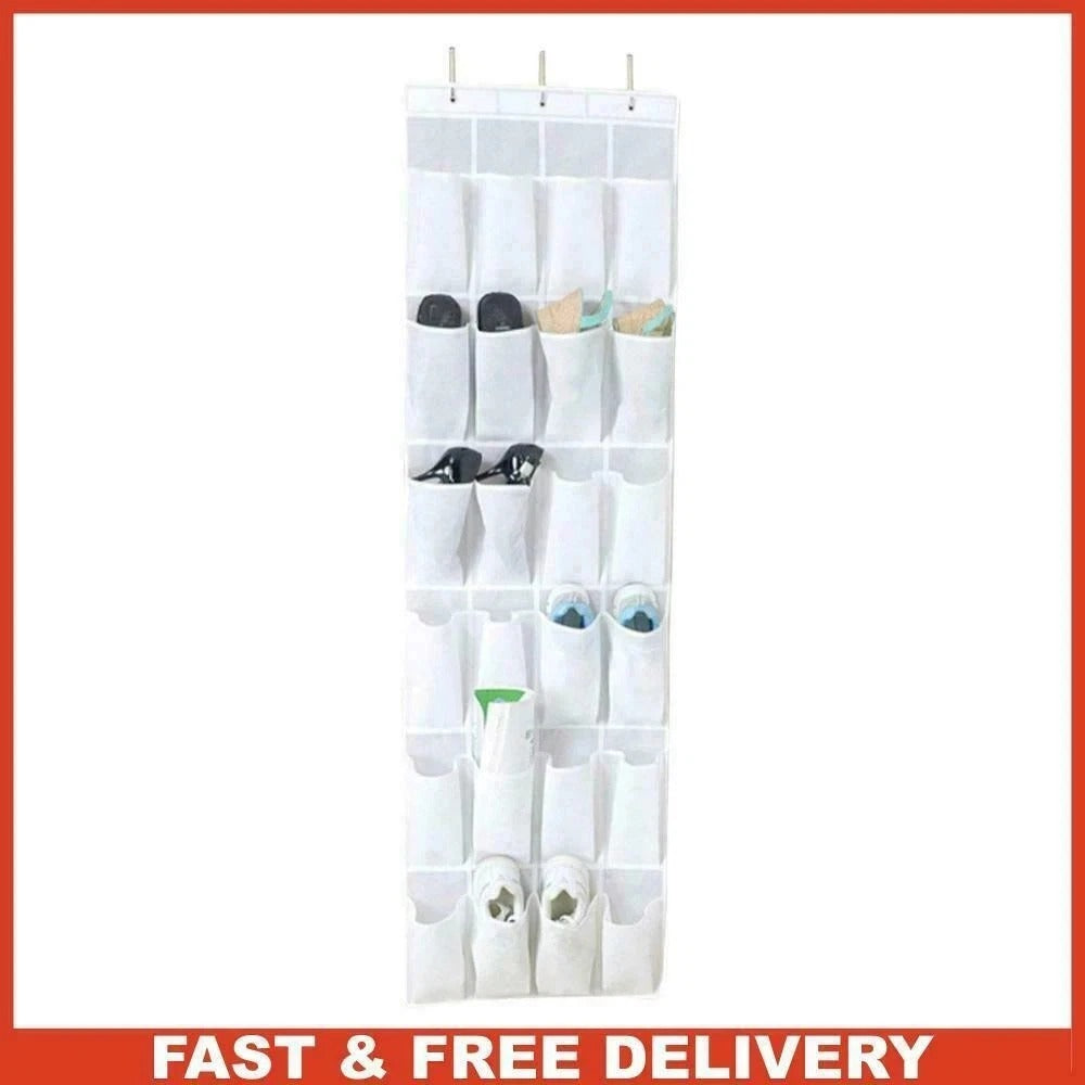 24 Pockets Over Door Hanging Shoe Rack Storage Hanger Holder Organiser Tidy