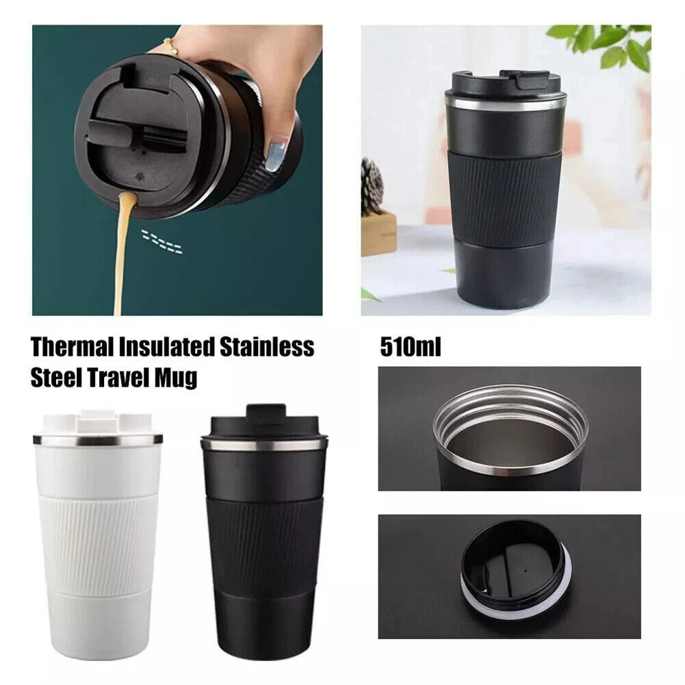 510ML Leakproof Thermal Travel Mug – Stainless Steel Insulated Coffee Cup Flask