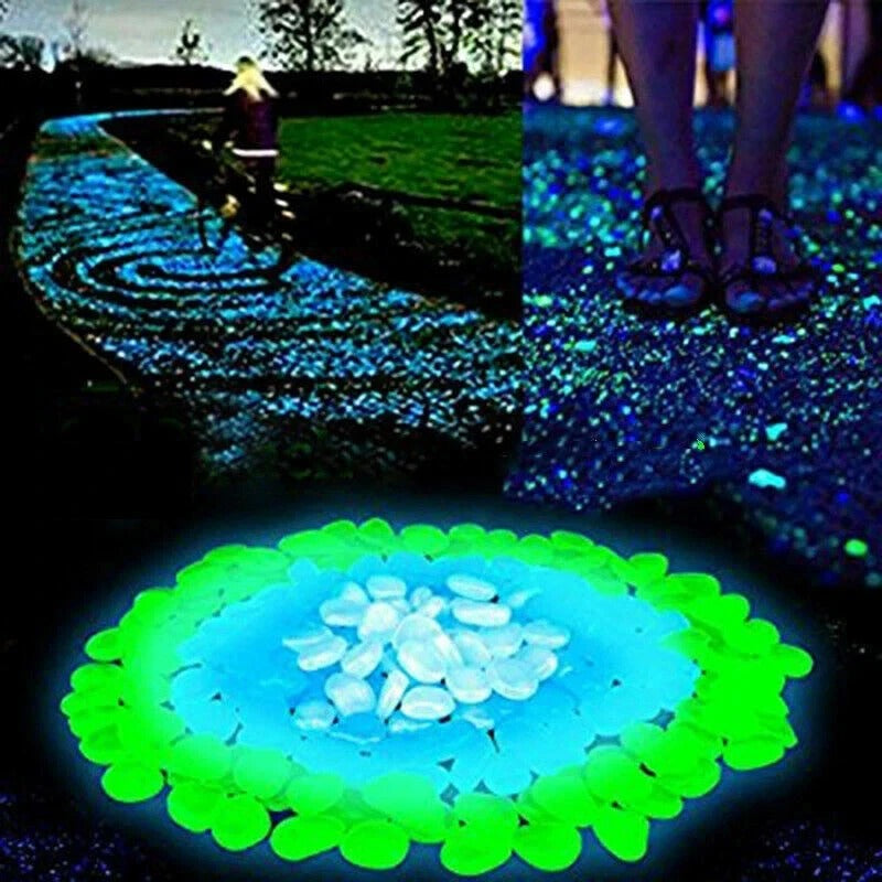 1000PCS Glow in The Dark Pebble Stones Garden Path Aquarium Fish Tank Decor
