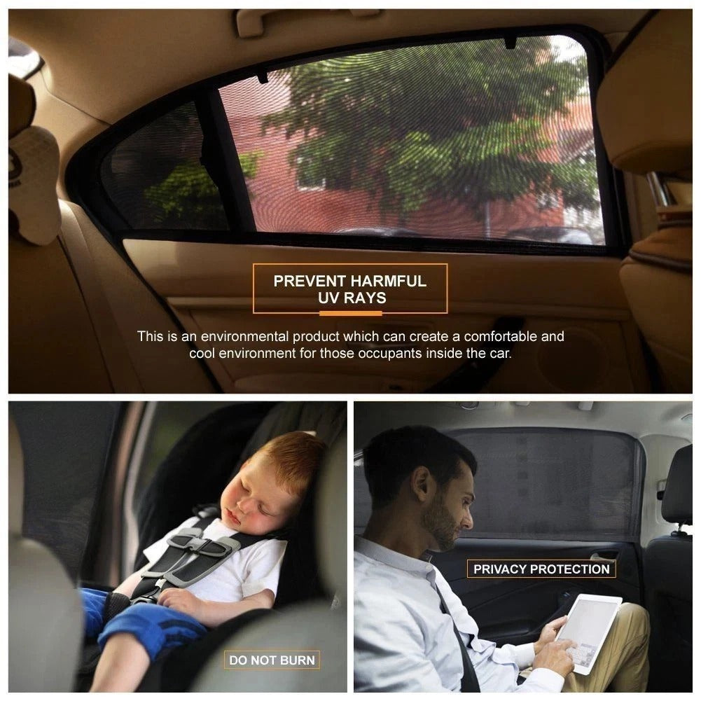 2 x Car Kids Sun Shade Shield Socks Rear Side Window Large Square Cover UV Mesh