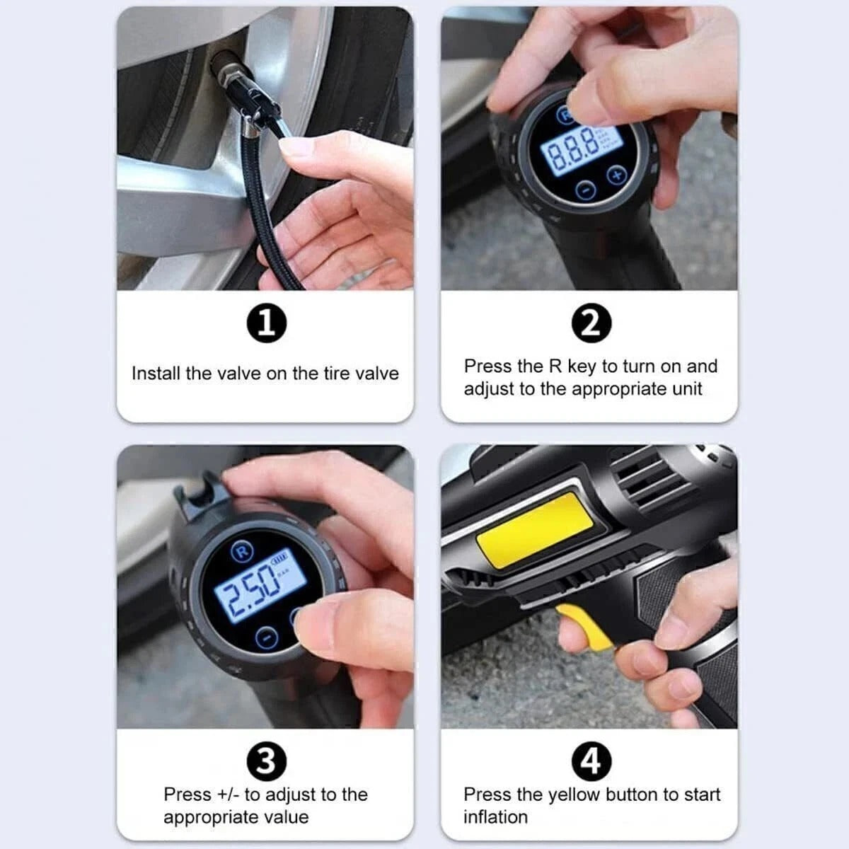 Cordless 12V Electric Car Tyre Inflator Pump Portable Tire Air Compressor Pump