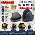 1-2 PCS Grey Silicone Pot Oven Holder Mitt Cooking Heat Resistant Thick Glove UK