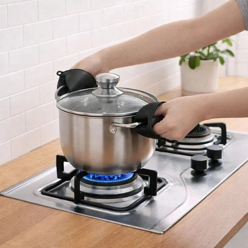 1-2 PCS Grey Silicone Pot Oven Holder Mitt Cooking Heat Resistant Thick Glove UK