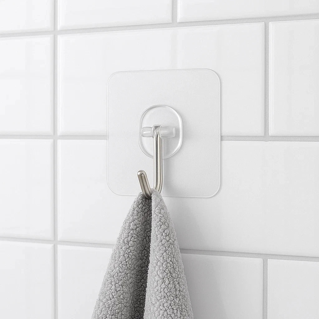 Ultra Strong Transparent Adhesive Wall Hooks – Waterproof Heavy Duty Removable S