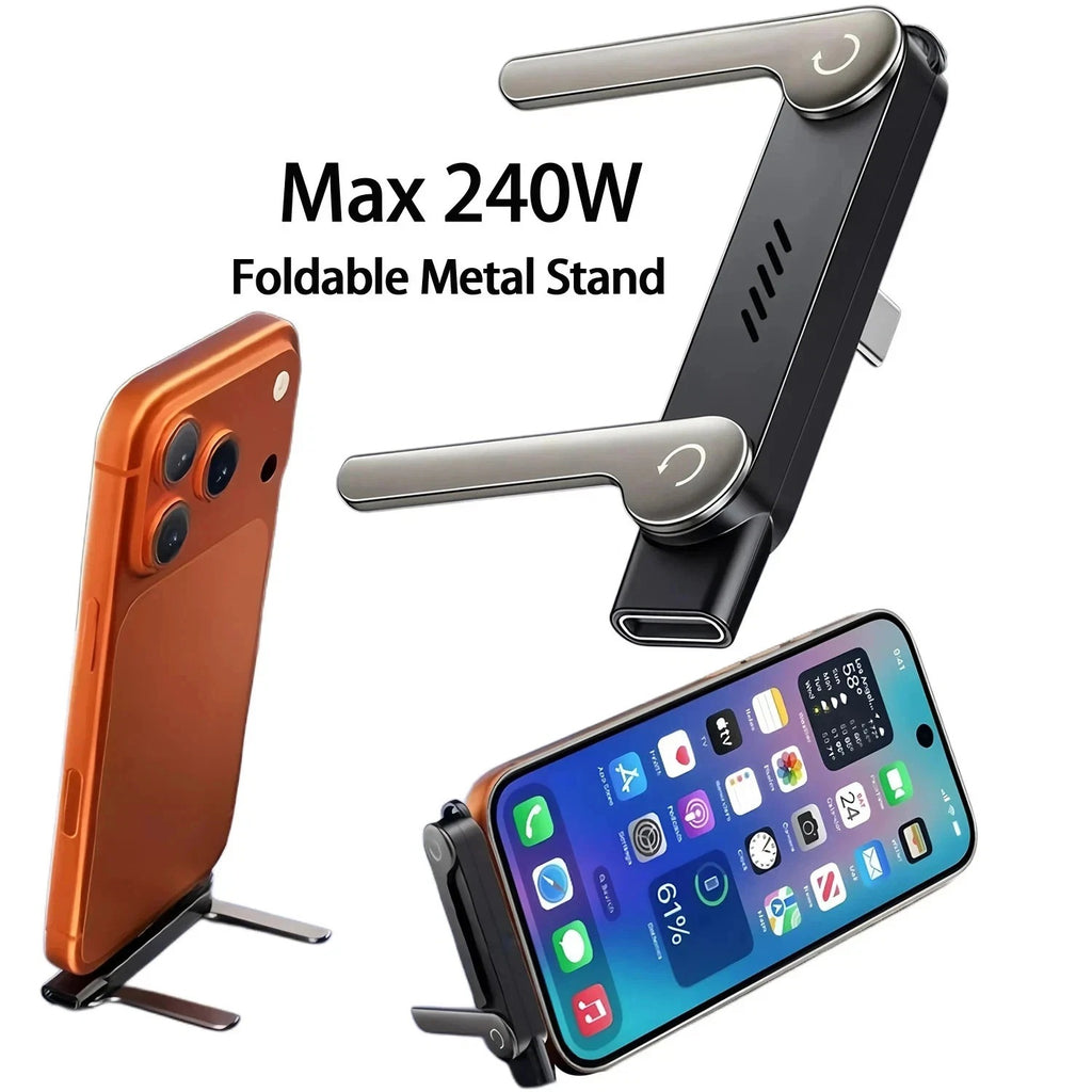 Invisible Holder Charger Cable–240W Fast Charging Cord with Phone Stand