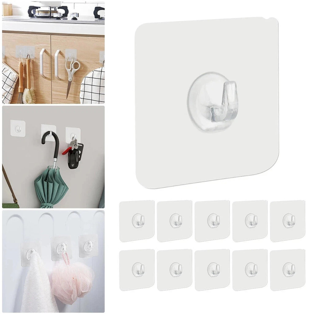 Hooks Self Adhesive Strong Sticky Heavy Duty Wall Seamless Transparent Hook