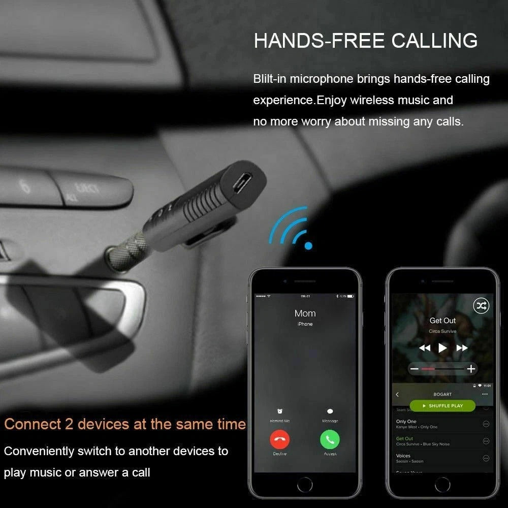 Wireless Bluetooth v4.1 Transmitter Stereo Music 3.5mm Adapter AUX Car Receiver