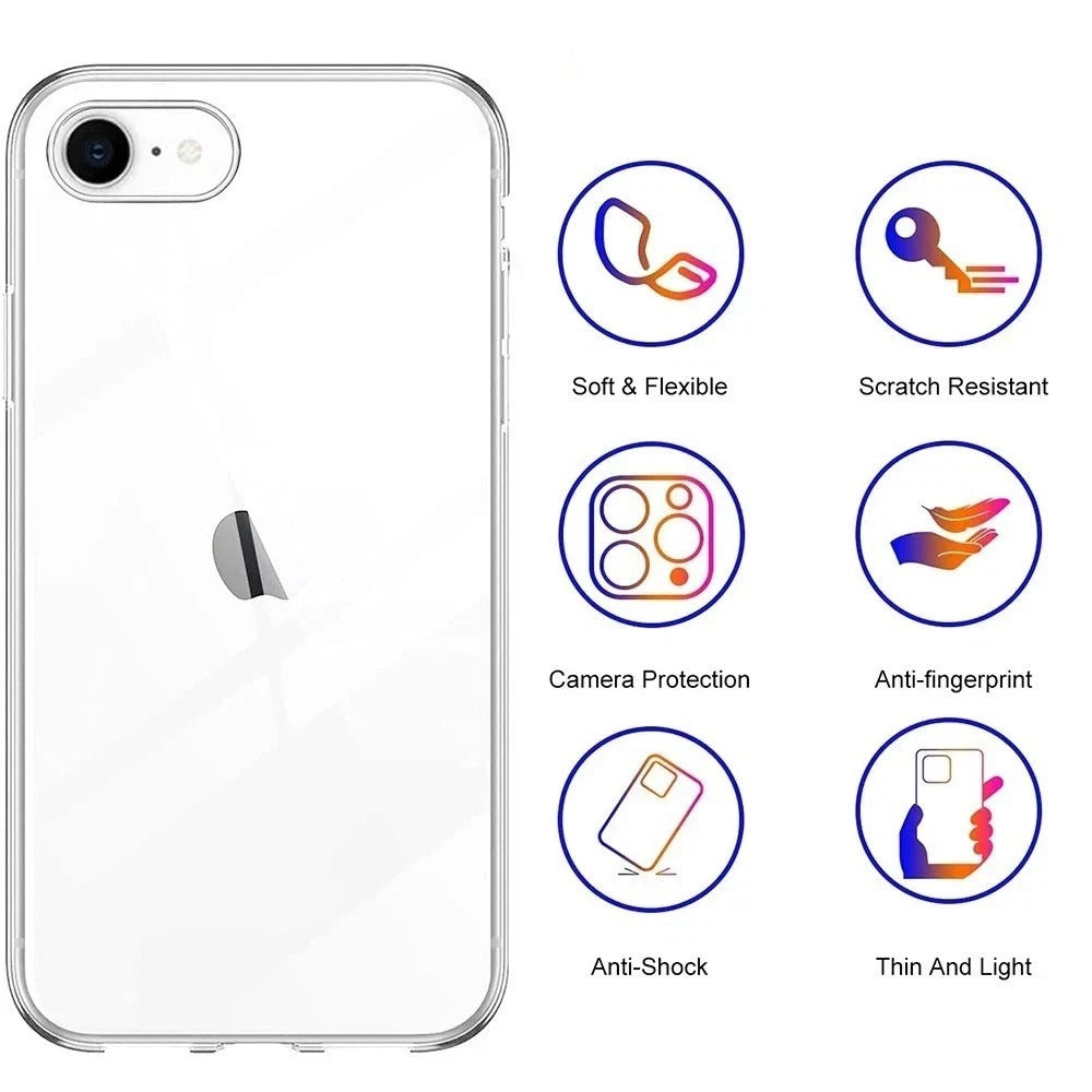 High Quality Clear Silicone Soft Case For iPhone SE 2022 2020 7 8 Universal Ultr