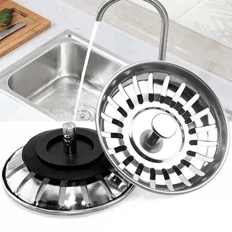 2x Stainless Steel Replacement Kitchen Sink Drain Strainer Drainer Waste Plug UK