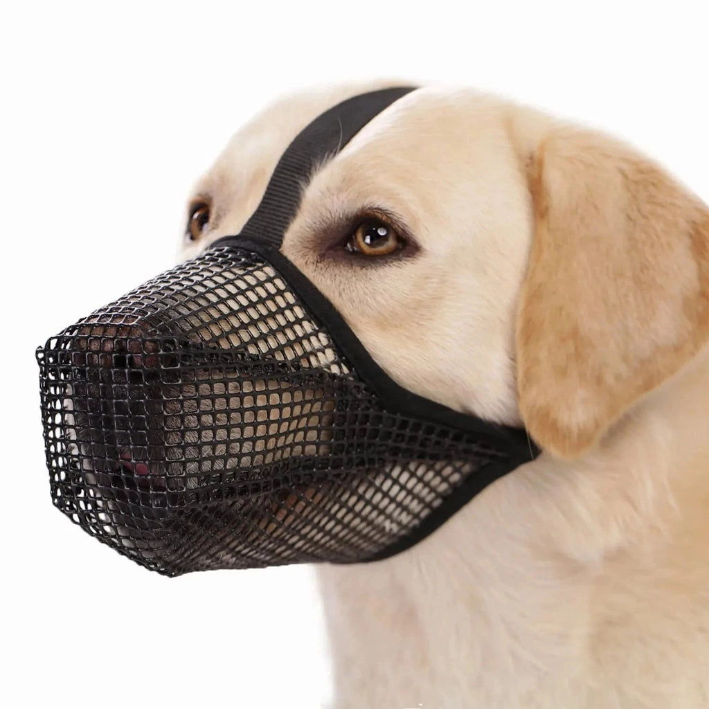 Dog Soft Breathable Safety Muzzle Adjustable Mouth Cover Pet Mesh Anti-Barking