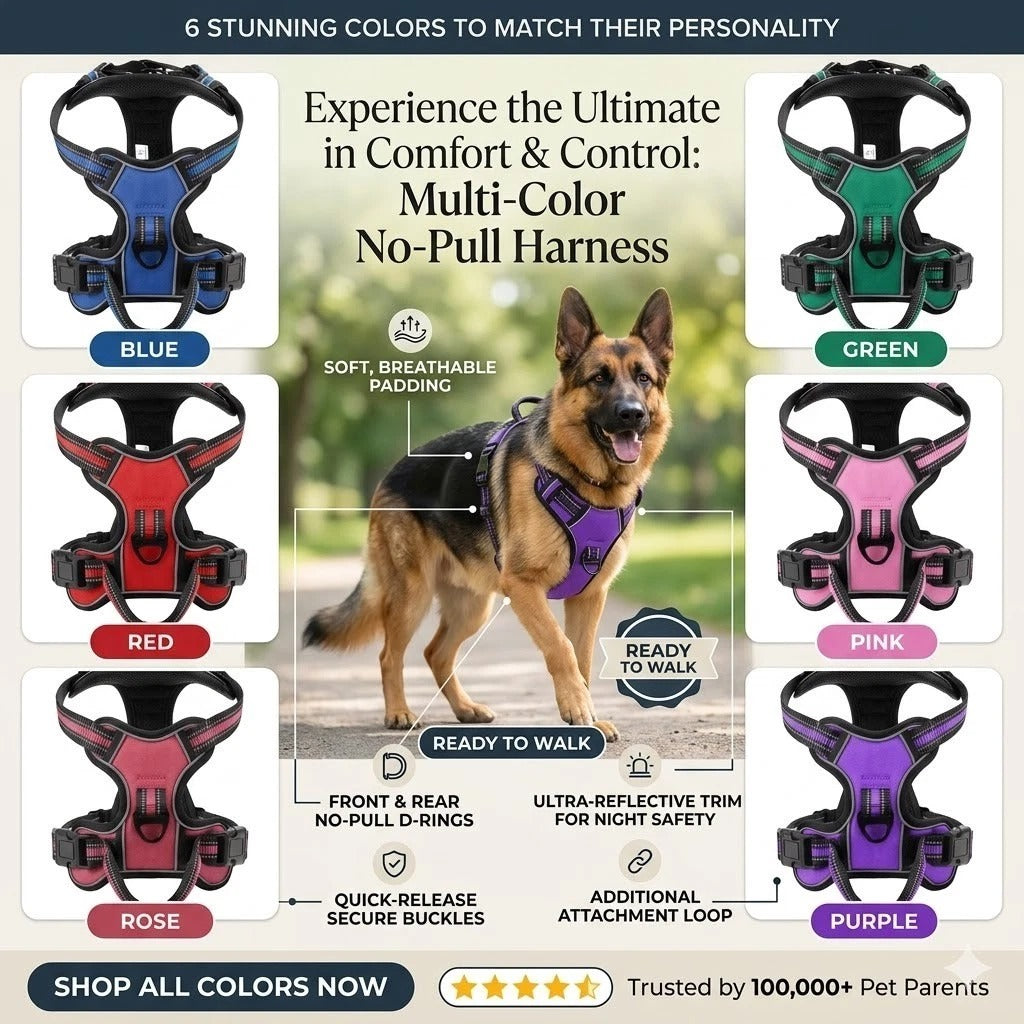 Dog Harness No Pull Adjustable Strong Reflective Vest For Small Medium Dogs Pets