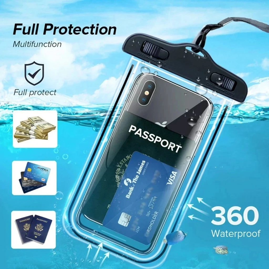 Pack Of 2 Waterproof Phone Pouch Underwater Case Cover Universal Dry Bag Mobile