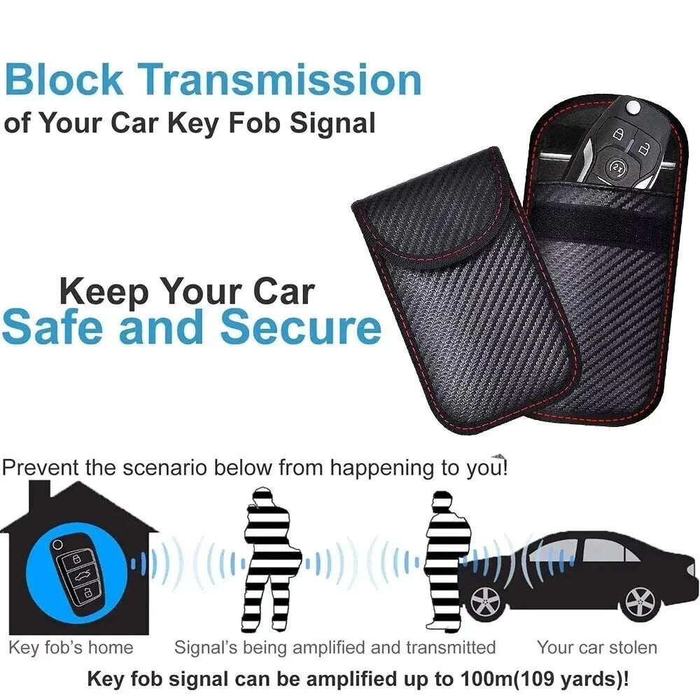 Car Key Signal Blocker Faraday Pouch Case - Fob Keyless RFID Blocking Cage