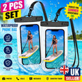 Pack Of 2 Waterproof Phone Pouch Underwater Case Cover Universal Dry Bag Mobile