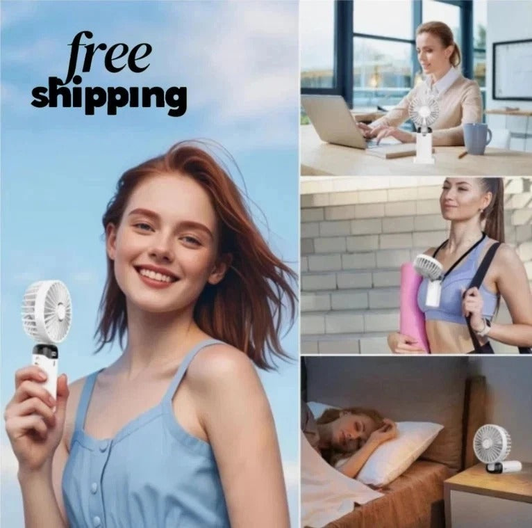 Mini Rechargeable Handheld Fan - Portable Folding USB Cooling Fan for Desk UK