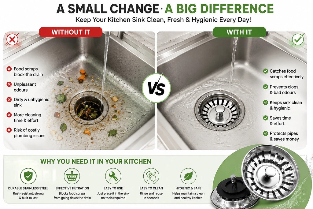 2x Stainless Steel Replacement Kitchen Sink Drain Strainer Drainer Waste Plug UK