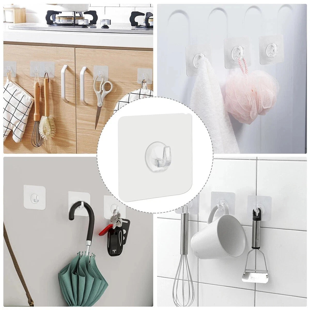 Hooks Self Adhesive Strong Sticky Heavy Duty Wall Seamless Transparent Hook